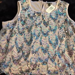 Torrid Sequin Embellished Top in Cream and Silver